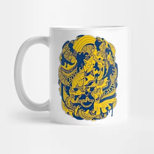 Navy Gold Abstract Wave of Thoughts No 2 Mug